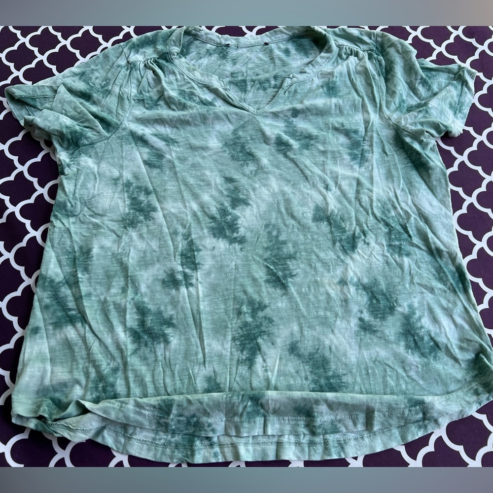Tie Dye Women’s Green and White Cotton short sleeve Tee